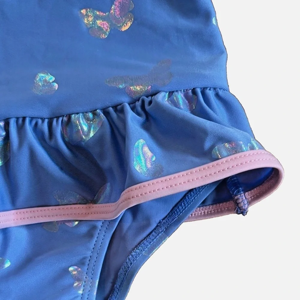 Floatimini Girls 2T Blue Butterfly One Piece Swimsuit NWT Ruffle Boutique Swim